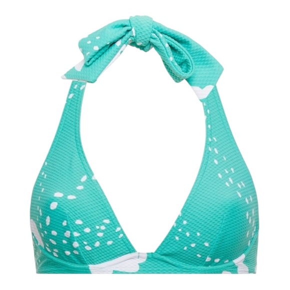 MAISON LEJABY Tropical stretch-piqué halter-neck bra sized bikini top NWT - Picture 2 of 7